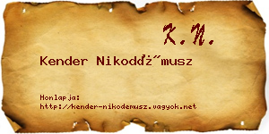 Kender Nikodémusz névjegykártya